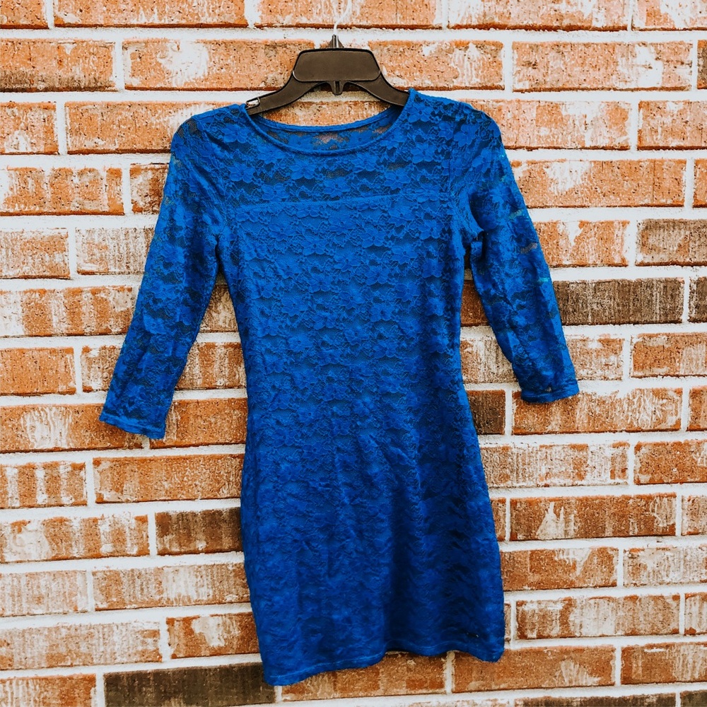 blue lace dress